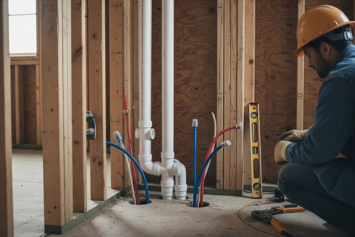 Drain and supply rough-in during Drain Cleaning in Sonoma